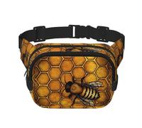 Bee Honeybee Unisexe Taille Réglable Carré Double Couche Sac de Taille pour Activités de Plein Air Voyage Course Randonnée, Noir , Taille unique