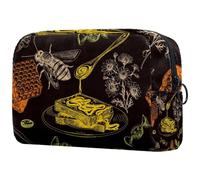 Bee Honeycomb Honey Jar and Bread Cosmetic Bag for Women Travel Toiletry Bags Large Makeup Handy Pouch Organizer Bag With Zipper, multicolore, 18.5x7.5x13cm/7.3x3x5.1in, Trousse de toilette