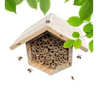 Bee Hôtel | Ruche avec tubes - Habitat à abeilles - Pour cour, porche, pelouse, extérieur, intérieur, cours, balcons, terrasses, clôtures, troncs d'arbres