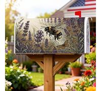 Bee Housse magnétique pour boîte aux lettres botanique rustique lavande papillon printemps violet décoratif pour décoration de jardin extérieur 53,3 x 64,9 cm