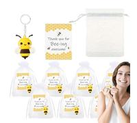 Bee Keychainn - Bee Thank You Set | Faveurs de fête sur le thème des abeilles | keychainn inspirant avec pochettes en organza de carte de remerciement | Fournitures de vacances pour collègues