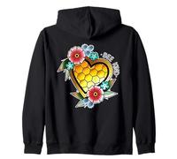 Bee Kind Cœur Hexagonal nid d'abeille Fleurs Sweat à Capuche