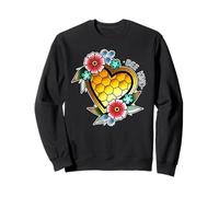 Bee Kind Cœur Hexagonal nid d'abeille Fleurs Sweatshirt