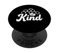 Bee Kind Illustration de Message Nature Positive en nid d'abeille PopSockets PopGrip Adhésif