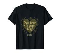 Bee-lieve in Your Leaf Cottagecore Forest Art Vert olive T-Shirt