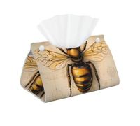 Bee Long Housse de Boîte à Mouchoirs en Cuir Pvc Imperméable Pliable Décoratif pour Maison, Bureau, Voiture et Salle de Bain