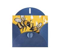 Bee Love Carte de vœux horizontale en papier nacré pour cartes d'anniversaire et toutes les occasions, bleu