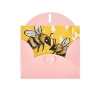 Bee Love Carte de vœux horizontale en papier nacré pour cartes d'anniversaire et toutes les occasions, rose