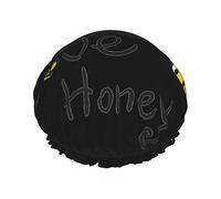 Bee Love Honey Print Bonnet de douche pour femmes Bonnets de douche en tissu double couche réutilisables Bonnets de cheveux pour filles