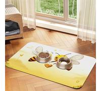 Bee Love Honey Tapis d'alimentation pour animal domestique 30 x 45 cm, tapis absorbant pour gamelle de nourriture et d'eau, tapis de nourriture pour chat en cuir synthétique, tapis imperméable à