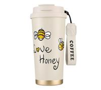 Bee Love Honey Tasse à café à double paroi en acier inoxydable 316, durable, isolée et élégante pour les amateurs de café et de thé