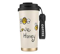 Bee Love Honey Tasse à café à double paroi en acier inoxydable 316, durable, isolée et élégante pour les amateurs de café et de thé