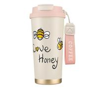 Bee Love Honey Tasse à café à double paroi en acier inoxydable 316, durable, isolée et élégante pour les amateurs de café et de thé