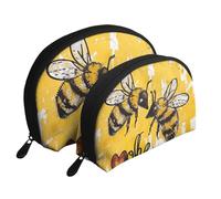 Bee Love Lot de 2 trousses de maquillage de voyage pour femme et fille Motif miel, blanc, Taille unique, Trousse de maquillage