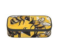 Bee Love Trousse à crayons imprimée miel pour filles et garçons, grande capacité pour stylos et trousse de maquillage pour étudiants, artistes, école, bureau, collège, Noir , Taille unique, Cartable