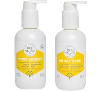 Bee Nature - Shampoing et Après-Shampoing Sans Sulfate - Miel Bio et l'huile de Ricin - Nourrir et réparer - Antipelliculaire - Convient aux Cheveux Secs, Bouclés et Cassants - 200ml Chacun