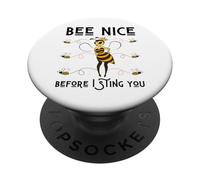 Bee Nice Before I Sting You Spring Queen Bug Summer Fun Bees PopSockets PopGrip Adhésif