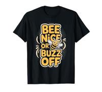 Bee Nice Or Buzz Off T-Shirt Graphique Amusant Bee Pun T-Shirt