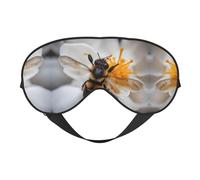 Bee On Honeycomb Print Masque doux pour les yeux - Sommeil confortable, ombre de nuit élastique, couvre-yeux pour les voyages, la méditation