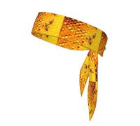 Bee On Honeycomb Printing One-Pack Tie Headbands Moisture Athletic Sports Head Band For Men and Women