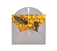 Bee On Honeycomb Prints Carte de vœux horizontale en papier nacré pour cartes d'anniversaire et toutes les occasions, gris