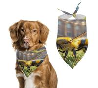 Bee on the Square Bandana réglable pour animal domestique en polyester doux lavable Triangle bavoir léger respirant pour chiens, chats, chiots Convient pour les vacances et les anniversaires