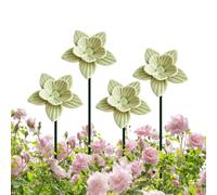 Bee Pollination Station Set of 4 Ceramic Flower-Shaped Waterers with Stakes