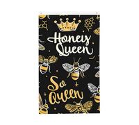 Bee Queen Drapeaux de jardin en nid d'abeille double face pour maison, cour, extérieur et intérieur