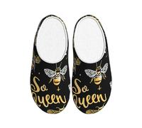 Bee Queen Pantoufles en flanelle pour homme et femme - Antidérapantes - Chaudes - Pour l'intérieur et l'extérieur, multicolore, X-Small