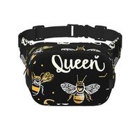 Bee Queen Sac banane double couche en nid d'abeille pour homme et femme Sac banane réglable pour voyage, randonnée, course à pied, cyclisme, festival