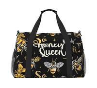 Bee Queen Sac de voyage en nid d'abeille pour la gym, le week-end, pour homme et femme, bagage à main léger pour entraînement et vacances