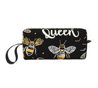 Bee Queen Trousse de maquillage de voyage résistante à l'eau pour homme et femme - Pochette de rangement en nid d'abeille avec fermeture éclair - Petit sac à outils portable