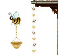 Bee Rain Chain - Decorative Gutter Downspout Water Chains, Metal Rainwater Catcher with Bee Design, Outdoor Garden Drainage Chain for Patio Porch Yard Balcony Terrace Canopy Home Exterior Decor