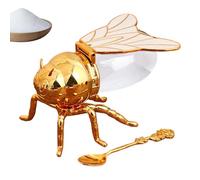 Bee-shaped Honey Jar - Crystal Syrup Dispenser, Creative Seasoning Container | Decorative Condiment Jar with Spoon for Honey, Confiture, Syrup, Kitchen Accessory for Breakfast, Tea and More