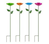 Bee Water Station - Metal Garden Decor, Floral Water Bowl with Pollinator Support, Hanging Bee, Bath Set, Outdoor Ornament for Patio Lawn Yard Balcony Pathway Farm Feeding Wildlife Use