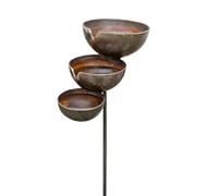 Bee Water Station Stake - Durrable Iron Rain Catchers, Retro Three Layer Bird Baths, Enhaance Butterfly Feeding Bowls, Nostalgic Lawn Decor Stands - for Outdoor Backyard Patio Decks
