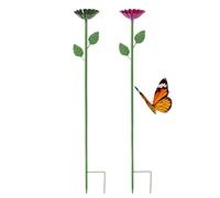 Bee Watering Cups - 2 Pieces Flower with Stake, Garden Decor Bird Bath, Pollinator Watering Station for Wild Hummingbirds Butterflies | Outdoor Yard Patio Pathway | Lawn and Ground Flower