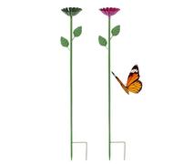 Bee Watering Station - 2 Pieces Flower with Stake Garden Decor | Bird Bath | Bee Drinking Feeder Stake for Garden for Wild Hummingbird Butterfly Outdoor Yard Patio Pathway Lawn Ground