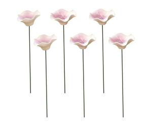 Bee Watering Station - 6 Pieces Flower Cups | Ceramic Drinking Cups | 6Pcs Ceramic Petals with 11.8in Poles, Rainwater Collection Bird Bath, Outdoor Garden Backyard Pollinator Feeder