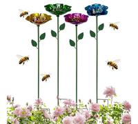 Bee Watering Station - 63.5cm Iron 4pcs | Garden Bee Water Feeder | Butterfly Bath Bowl Pollinator Waterer | Decorative Outdoor Stake Feeder for Garden Lawn Patio Yard Flower Bed Use