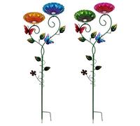 Bee Watering Station - Butterfly Flower Garden Bird Bath | 4PCS Metal Bee Drinking Station with Stand | Decorative Outdoor Wildlife Water Feeder for Garden Patio Backyard Balcony Courtyard Park