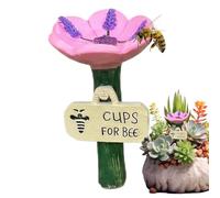 Bee Watering Station - Flower Design Waterer, 10.5cm Bee Bath for Garden, Stone-Like Composite Frame with Petal-Shaped, Outdoor Wildlife Solution for Supporting Pollinators and Decorating Landscapes