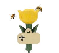 Bee Watering Station, Flower Shaped Resin Garden Feeder, Decorative Outdoor Bee and Hummingbird Water Dish, Durable Weather Resistant Craft Finish, Garden Wildlife Accessory, Backyard Courtyard