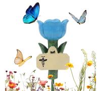 Bee Watering Station, Flower Shaped Resin Garden Feeder, Decorative Outdoor Bee and Hummingbird Water Dish, Durable Weather Resistant Craft Finish, Garden Wildlife Accessory, Backyard Courtyard