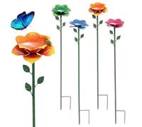 Bee Watering Station for Garden, 4 Pieces Handmade Bee Waterer with Metal Stake, Butterfly Watering Station Bird Baths for Outdoors Backyard Yard