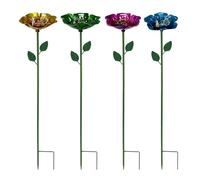 Bee Watering Station - Iron 63,5 cm Stake 8 x 2 cm Basin | Metal Feeding Yard Decor, 4 pièces Bee Drinking Feeder Cups | Ideal For Pathway, Backyard, Farm, Patio, Lawn, Driveway, Balcony Outdoor Use