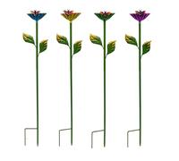 Bee Watering Station, Metal Flower Stake Set, 3.2 inches Colorful Garden Hydration Bowl System with Decorative Petal Design, Durable Outdoor Wildlife Feeder, Backyard Pollinator Water Dish for Use