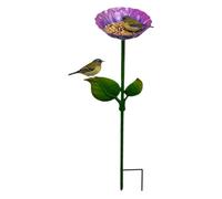 Bee Watering Station - Metal | Handmade Bird Bath Standing Bee Water Bowl with Floral Leaf Design | Bird Feeder Outdoor Patio Decoration for Bees Birds and Butterflies