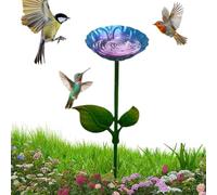 Bee Watering Station - Metal | Handmade Bird Bath Standing Bee Water Bowl with Floral Leaf Design | Bird Feeder Outdoor Patio Decoration for Bees Birds and Butterflies