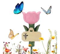 Bee Watering Station, Resin Flower Feeder Set, 2.36x7.09 Inches Outdoor Garden Hydration Bowl System with Decorative Petal Design, Durable Wildlife Feeding Dish, Backyard Pollinator Water Source for U